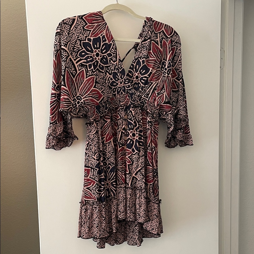 Angie Red and Black Floral Blouse